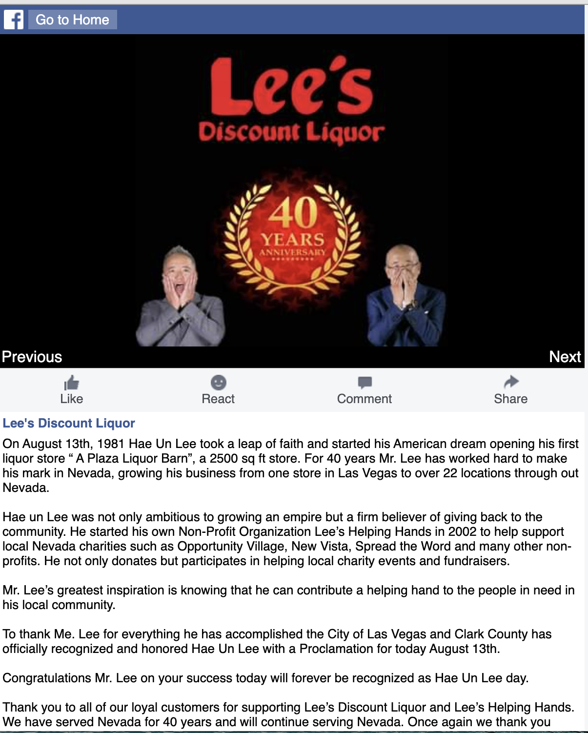 Hae Un Lee, Lee's Discount Liquor Founder, Dies at 79-Years Old - Off The  Strip