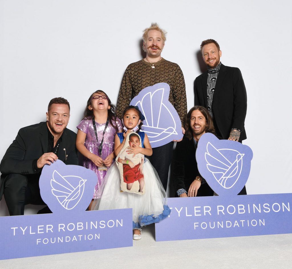 Imagine Dragons Tyler Robinson Foundation with TRF kids
