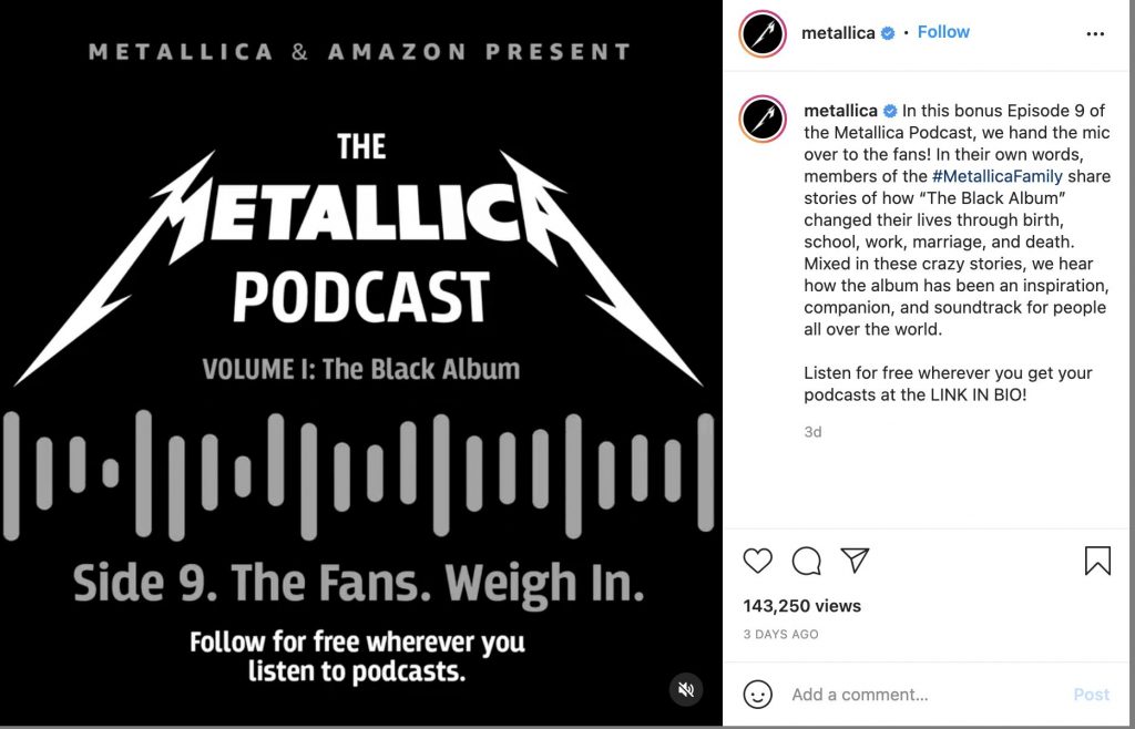 Screenshot of the Metallica Podcast