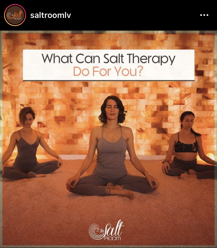 Three women meditating at the Salt Room Las Vegas