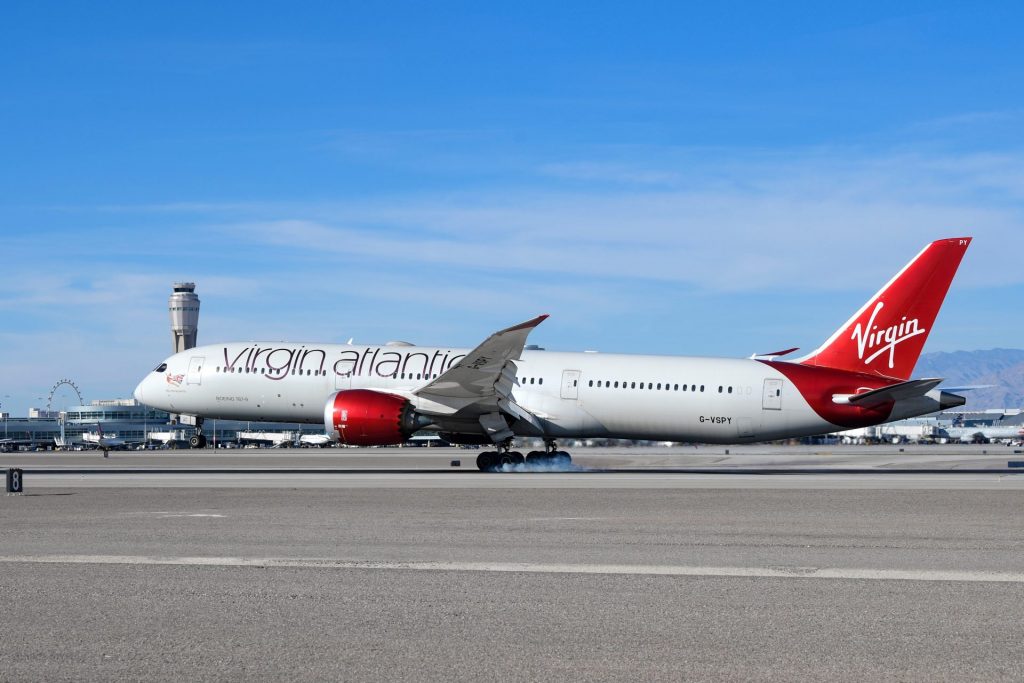 Virgin Atlantic Airways landing in Las Vegas.