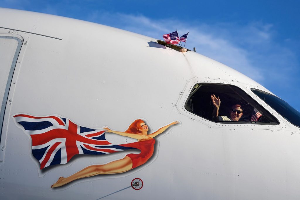 Virgin Atlantic Airways with Showgirl art 
