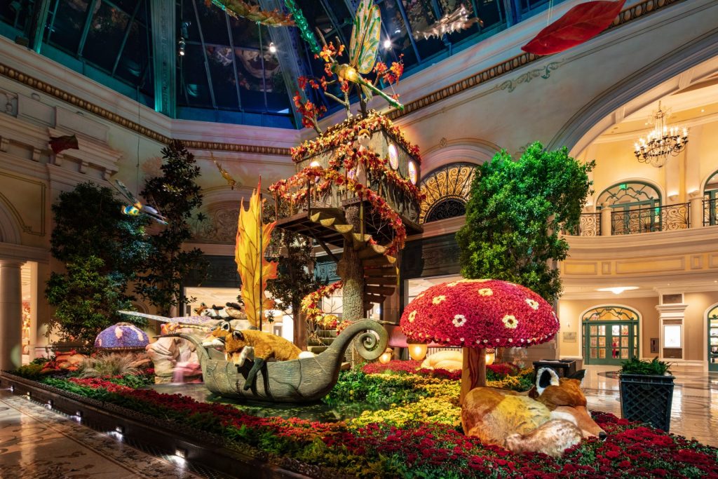 "Deeper Into the Woods" autumn 2021 display at Bellagio Conservatory. Photo by: Tory Kooyman