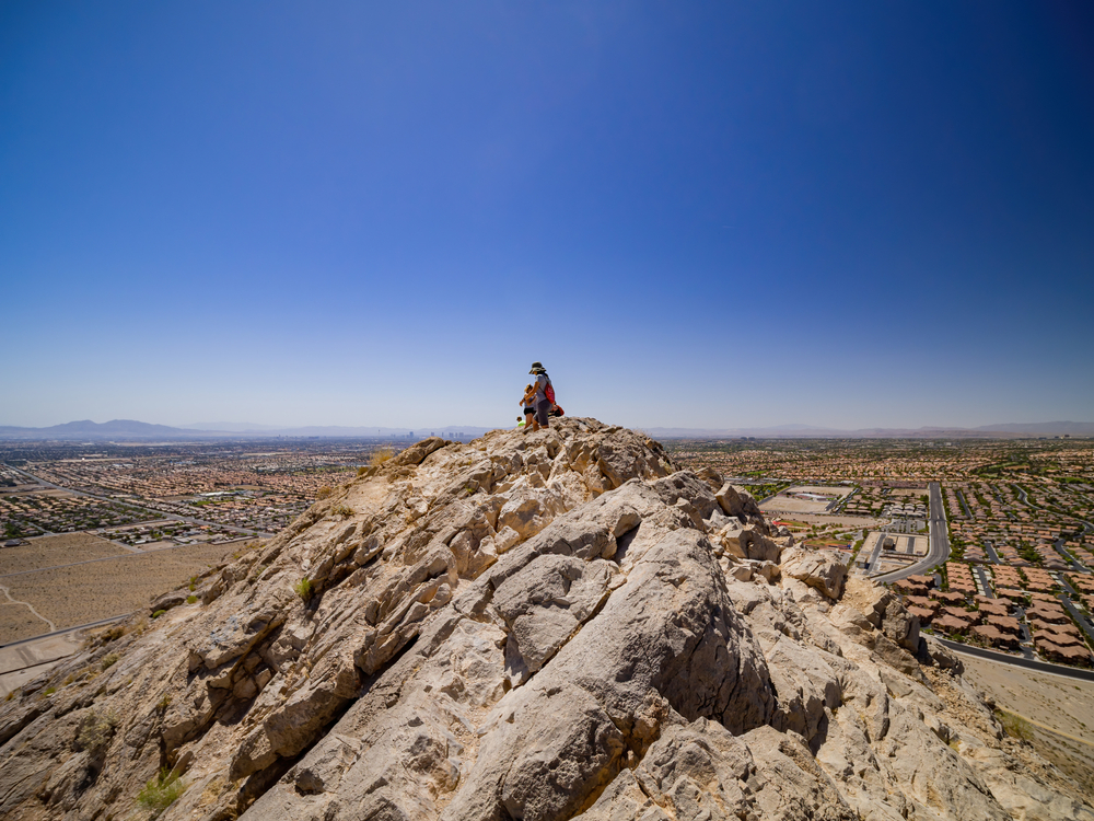 People atop Lone Mountain in Las Vegas
