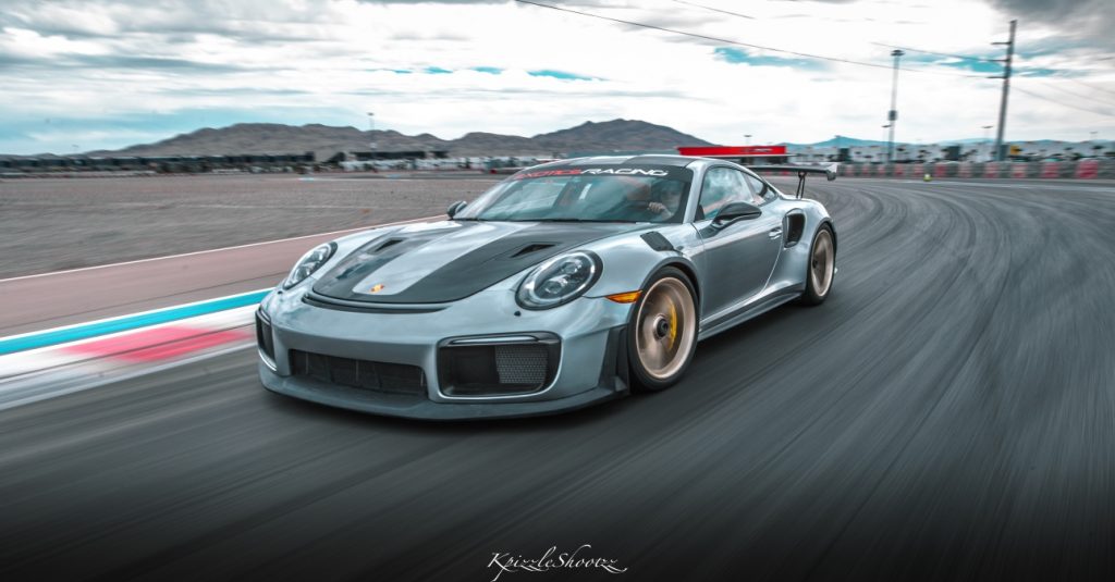 A Porsche GT2 RS Racing down the track (Photo Courtesy of SPEEDVEGAS Motorsports Park)