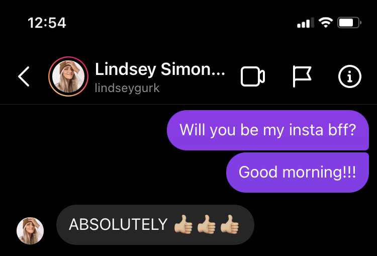 Lindsey Gurk agrees to be our instabff