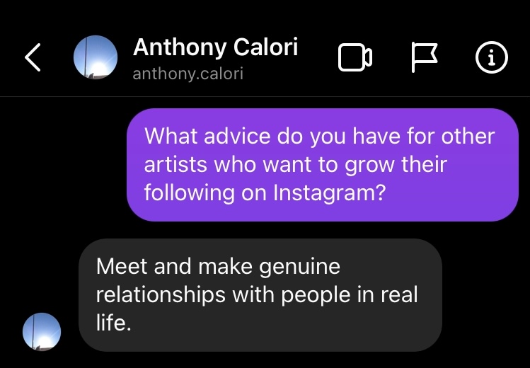 Anthony Calori offers advice on instagram