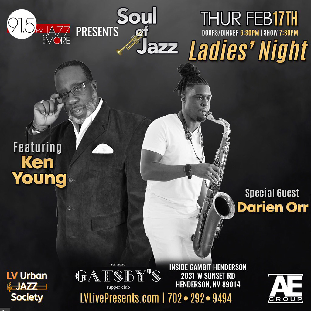 Darien and Ken Young poster for upcoming show at Gambit Henderson venue on Thursday February 17