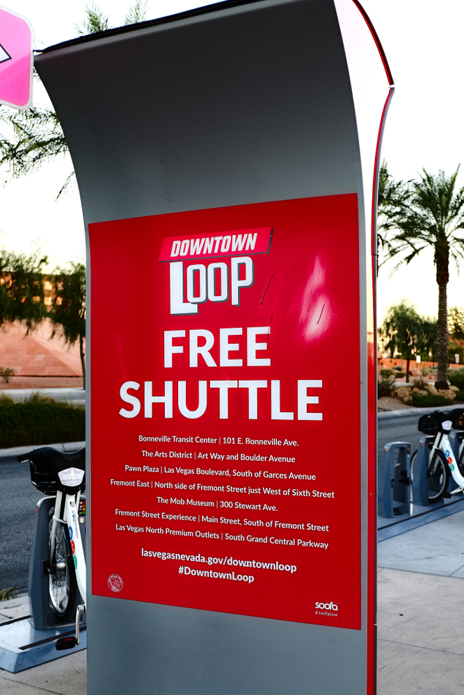 downtown loop shuttle service sign in Las Vegas