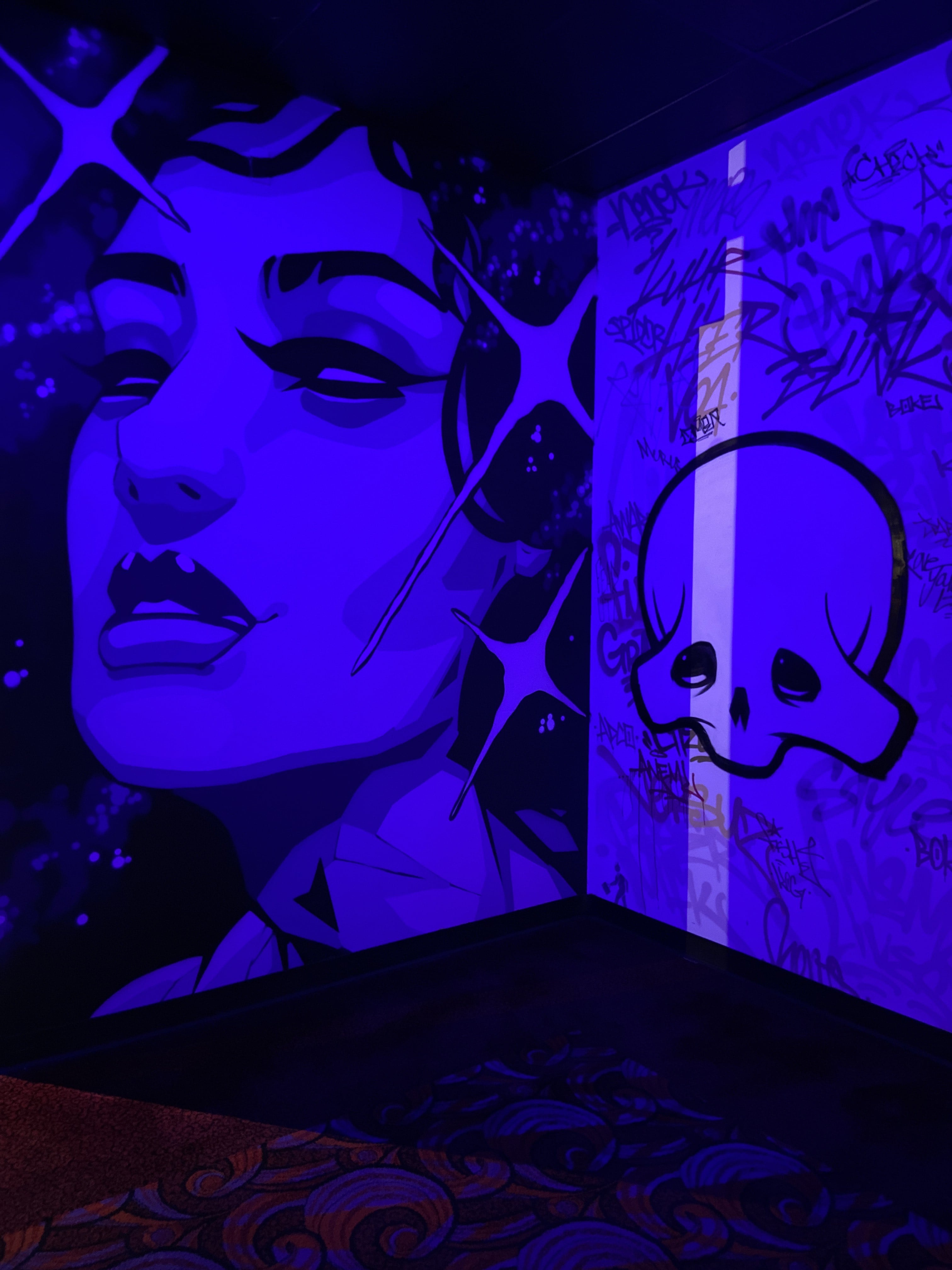 graffiti aware skull and woman