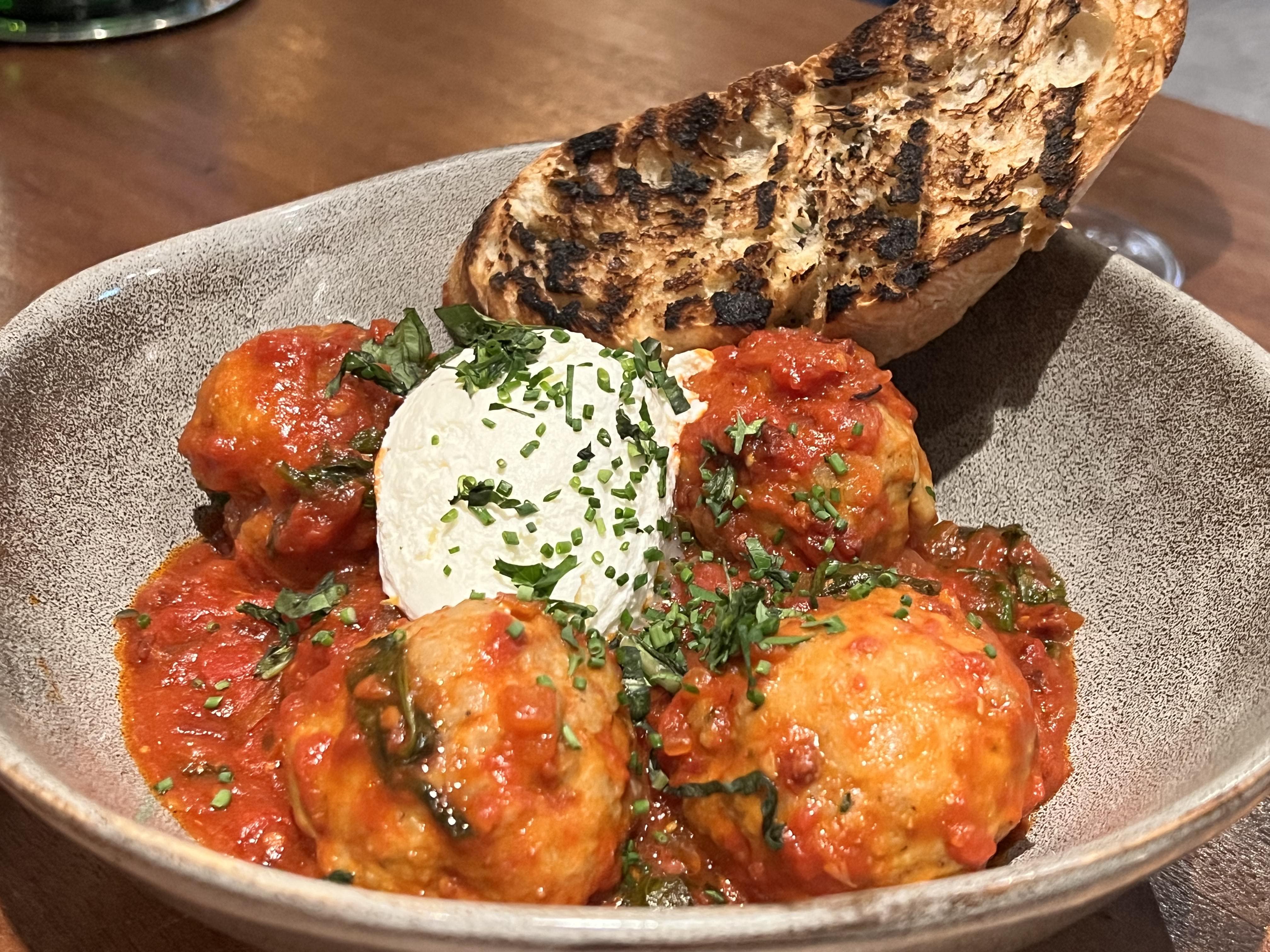 Kurobuta Pork Meatballs with house ricotta served for lunch at Anima By EDO