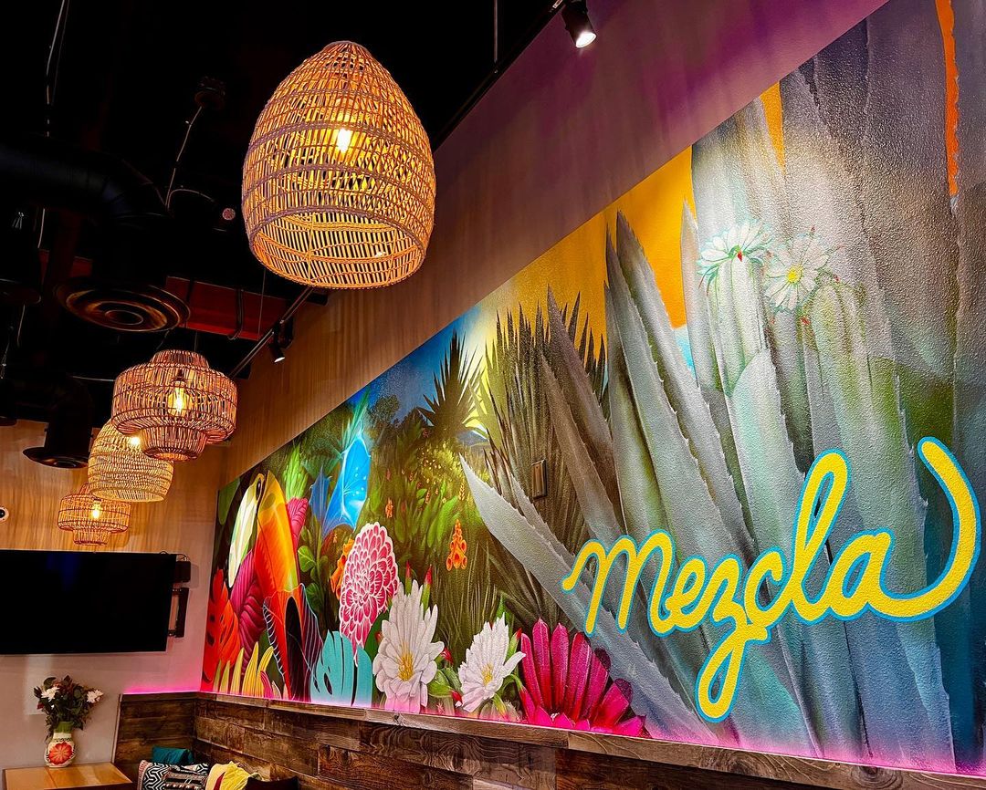 mezcla mural and interior of new downtown bar in vegas
