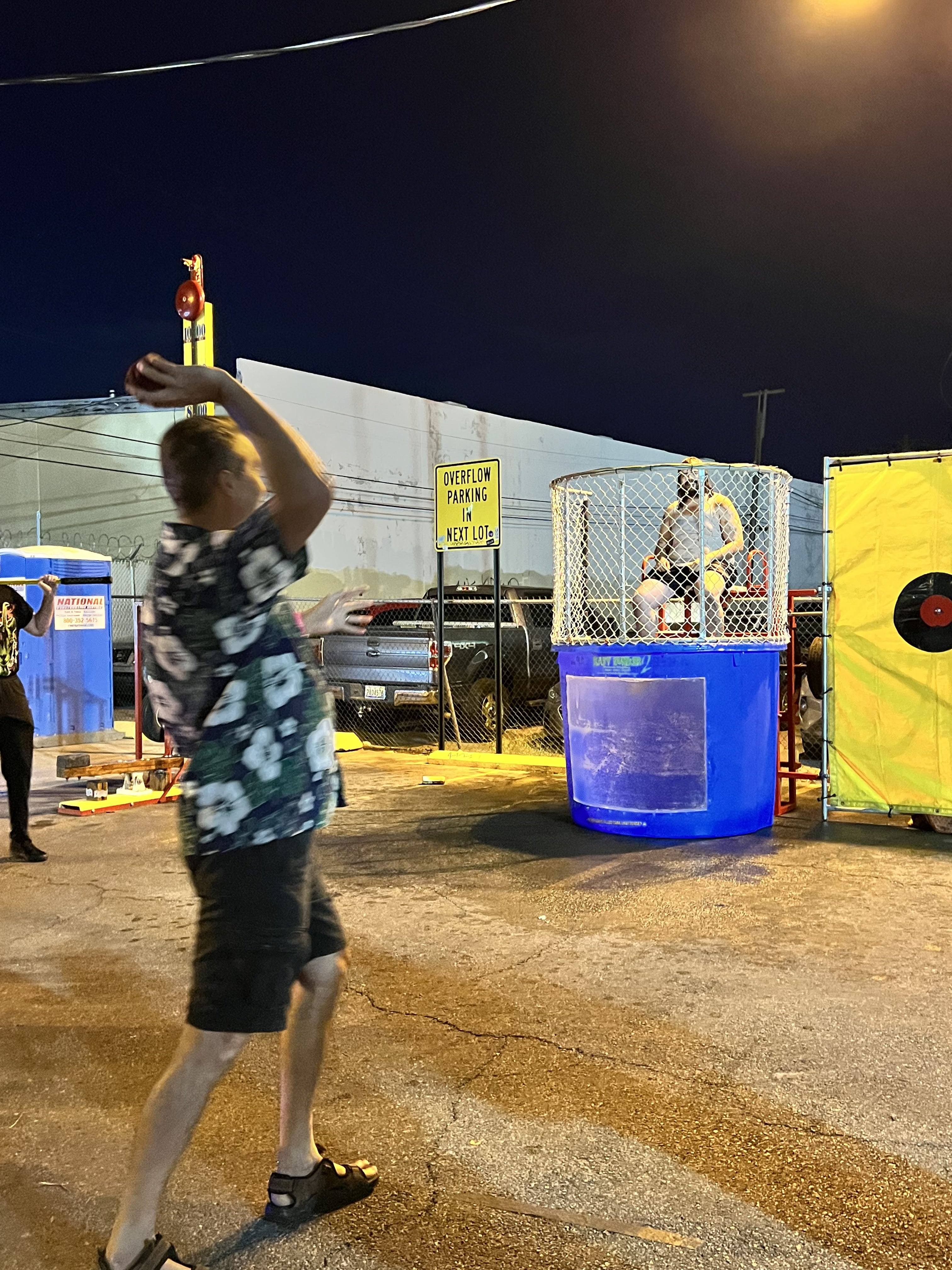 dunking booth at Hard Hat Lounge grand reopening in downtown las vegas