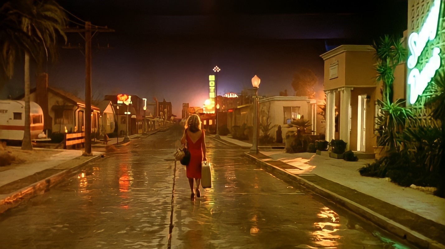 Teri Garr in Francis Ford Coppola’s 1982 musical romance set in Las Vegas walking down Fremont Street