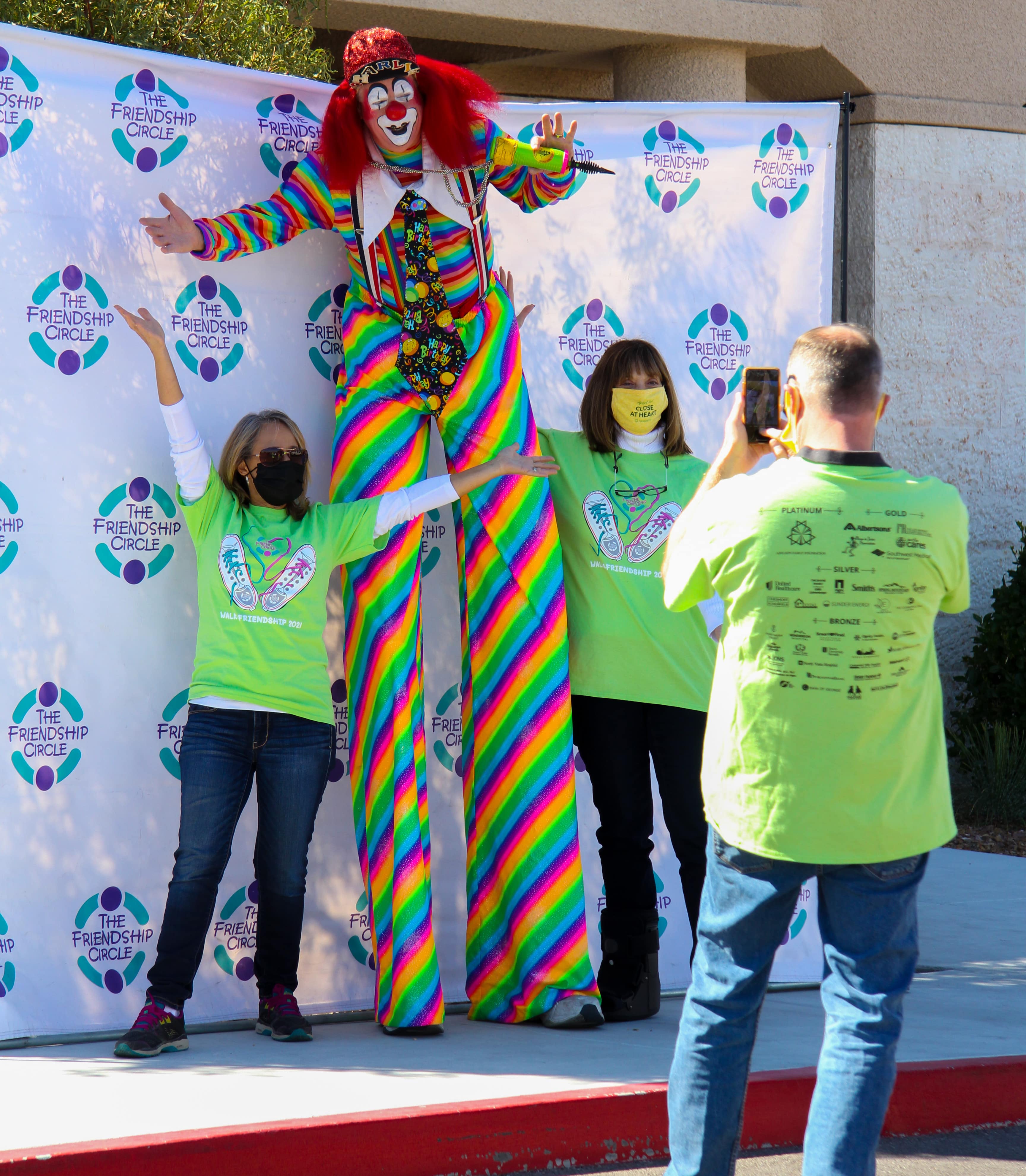 clown posing for photos at at Walk4Friendship fundraiser in Las Vegas, NV 