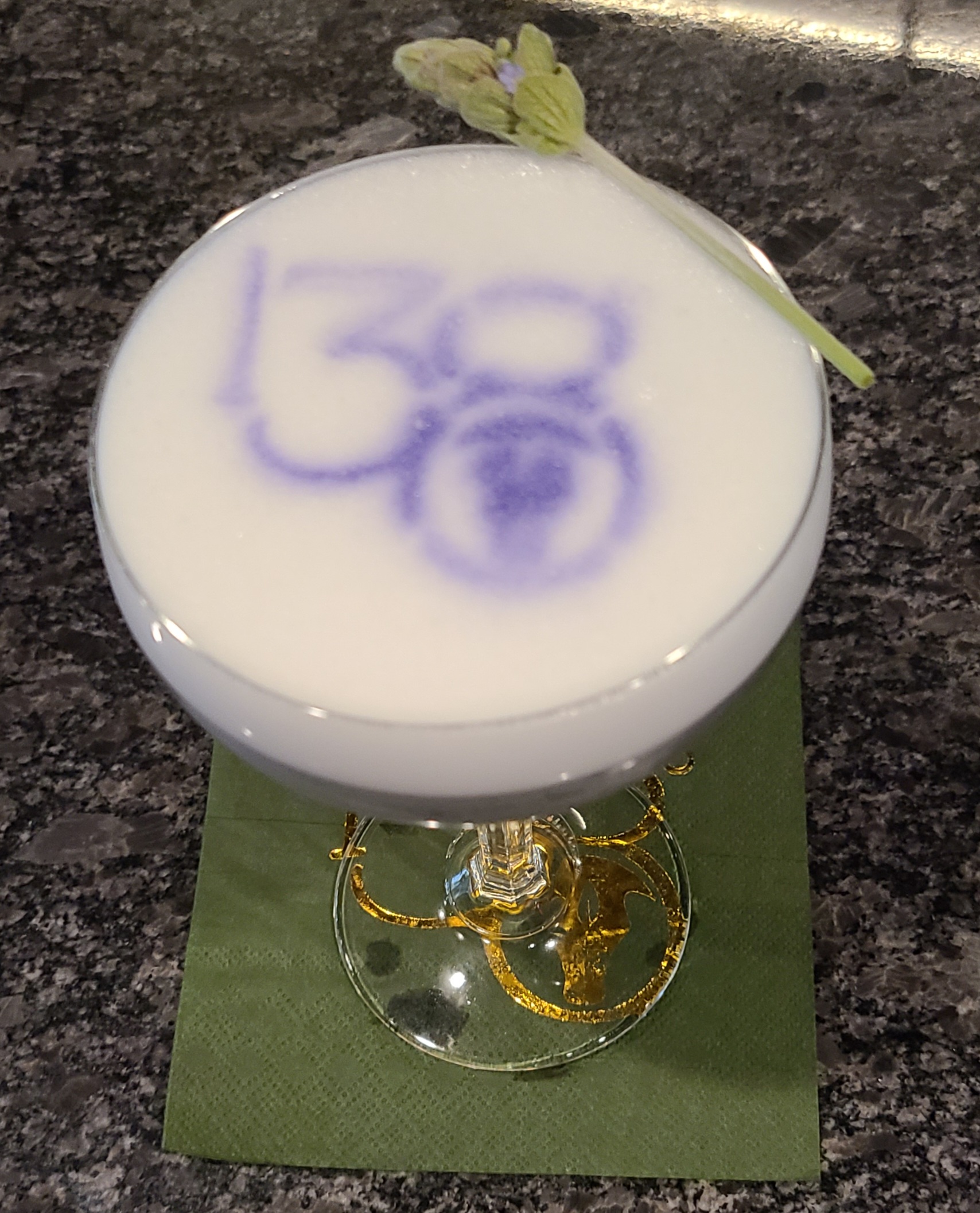 Violet Nights Dream cocktail served at 138° Restaurant