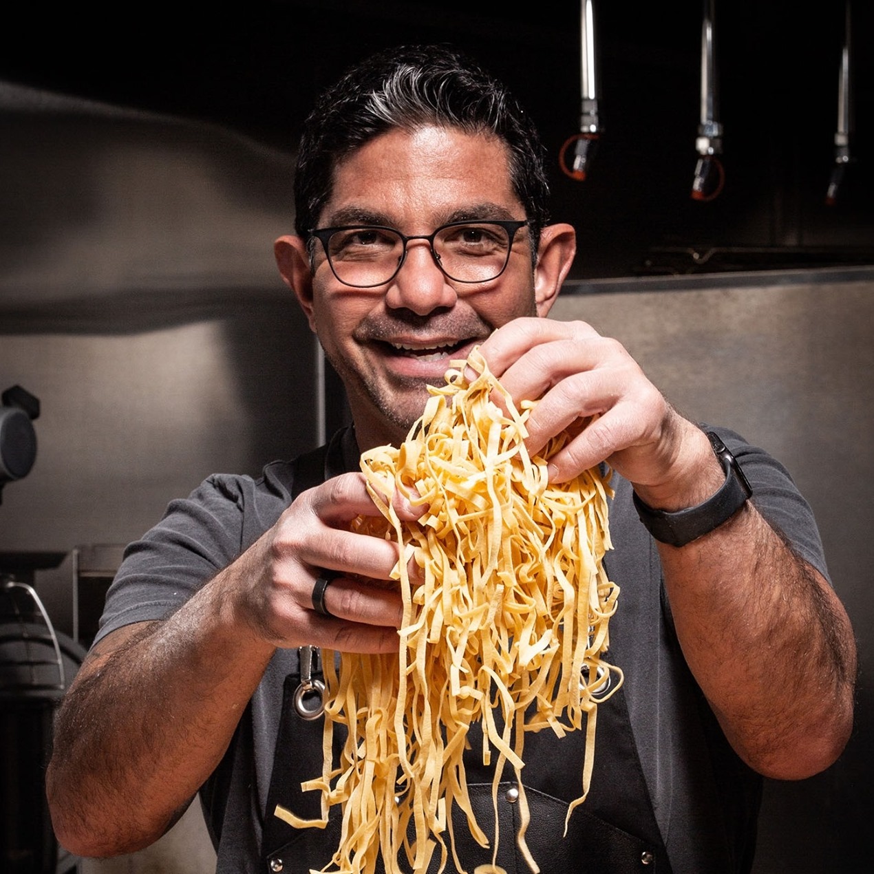 Luke Palladino with pasta