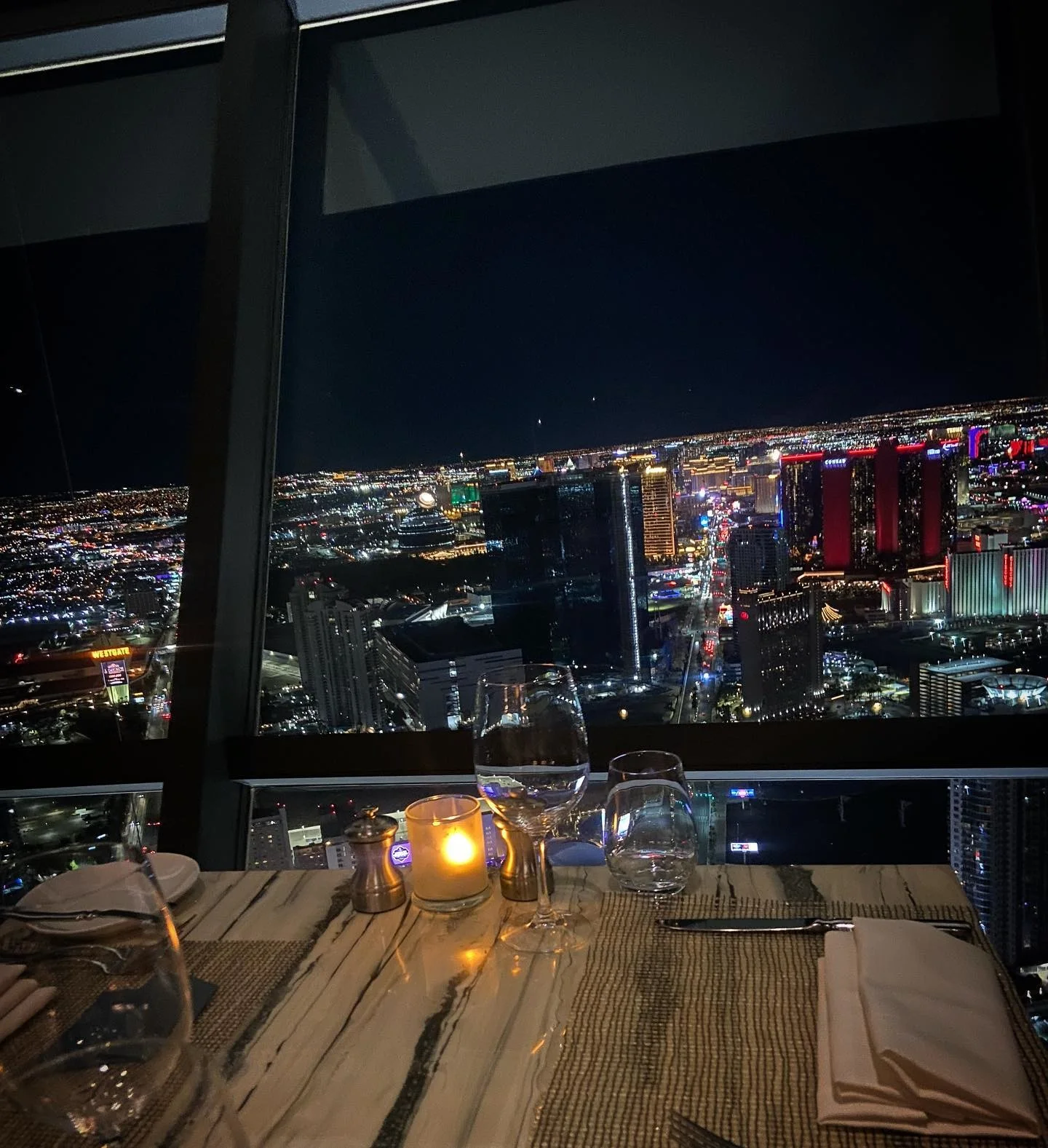view from Top of the World restaurant in Vegas for dining news August